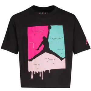 Jordan Big Girls Jumpman Drip Graphic Tee Short Sleeve Crop Top Shirt